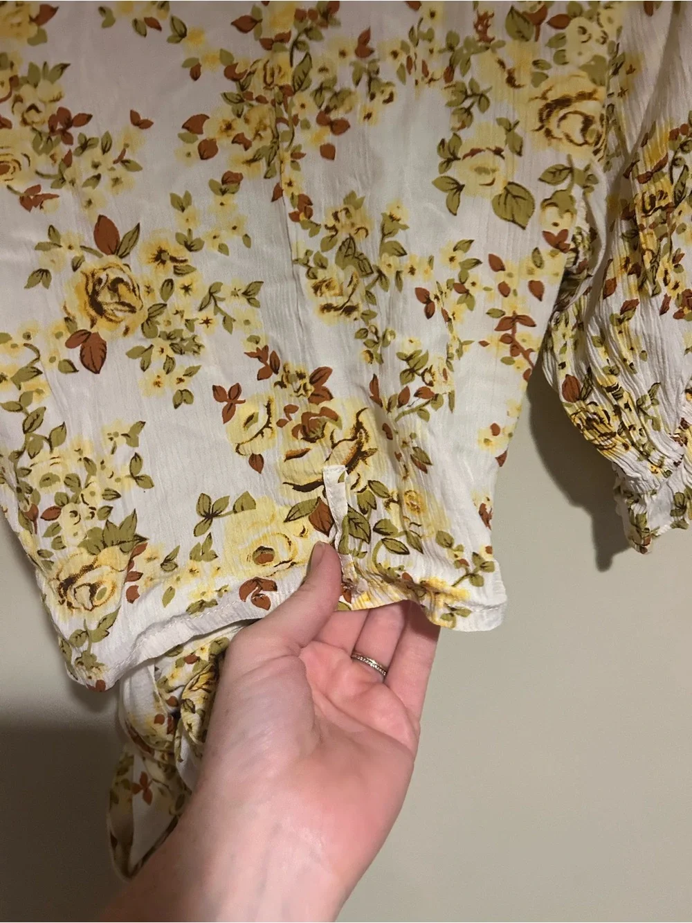 Faithfull the Brand White and Yellow Floral Wrap Top Sz 6